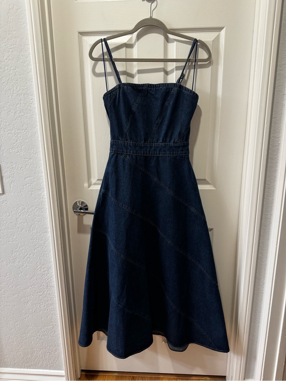 VICI Havana Dark Denim Midi Sundress with Spaghetti Straps Sz M - Picture 3 of 10
